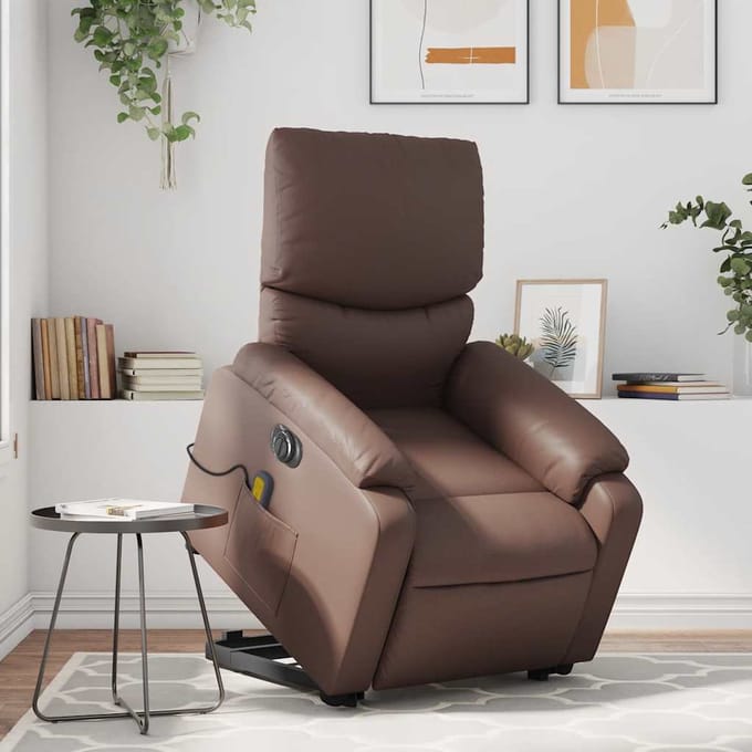 vidaXL - Sta-op-massagestoel - elektrisch - kunstleer - bruin