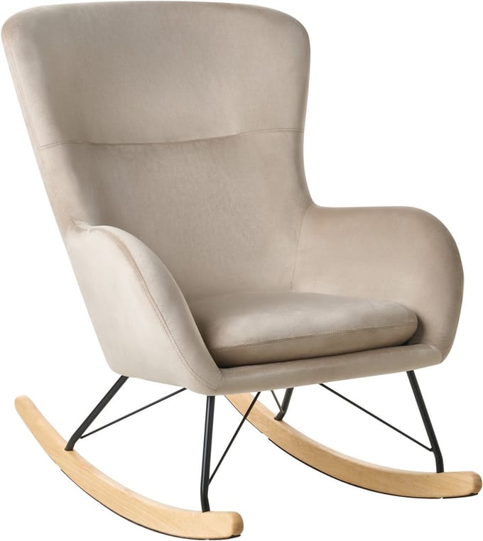 ELLAN - Schommelstoel - Beige - Fluweel