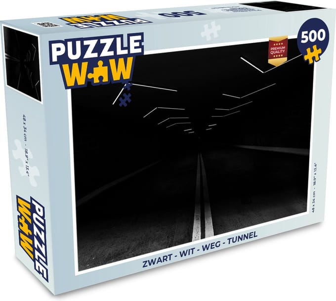 Puzzel Zwart - Wit - Weg - Tunnel - Legpuzzel - Puzzel 500 stukjes