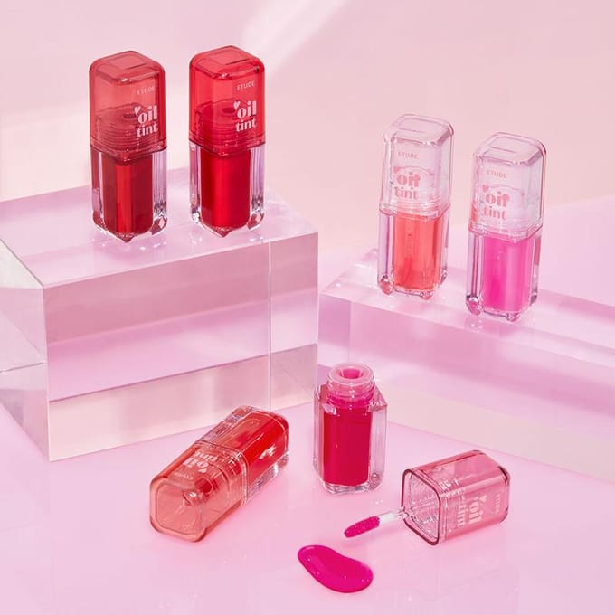 Etude Cher Darling Oil Tint 03-06, Brillance Huilée Glossy, Lèvres Repulpées Hydratantes, Couleur Longue Tenue, Cosmétiques Coréens, Maquillage Coréen 03 Neon Pink pink