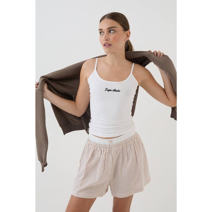 Dames Dsgn Studio Gestreepte Boxershort | Taupe | Maat: Medium