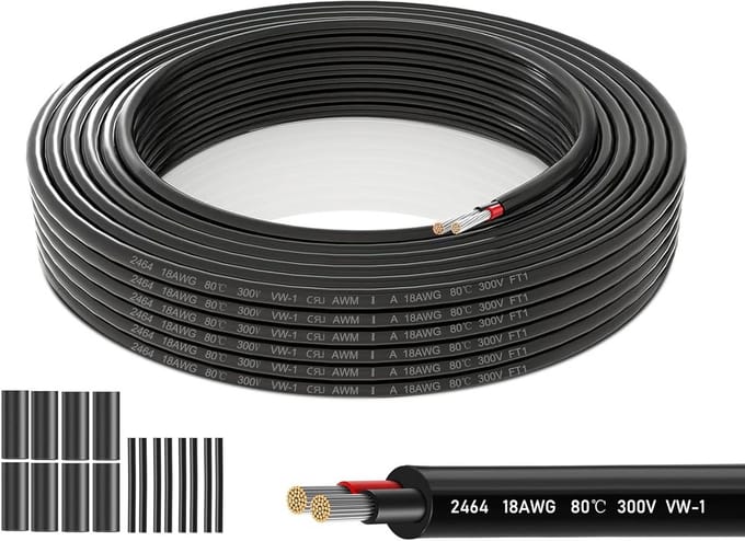 2-aderige 18 AWG Elektrische Kabel 15 Meter Laagspanning voor LED en DIY Projecten