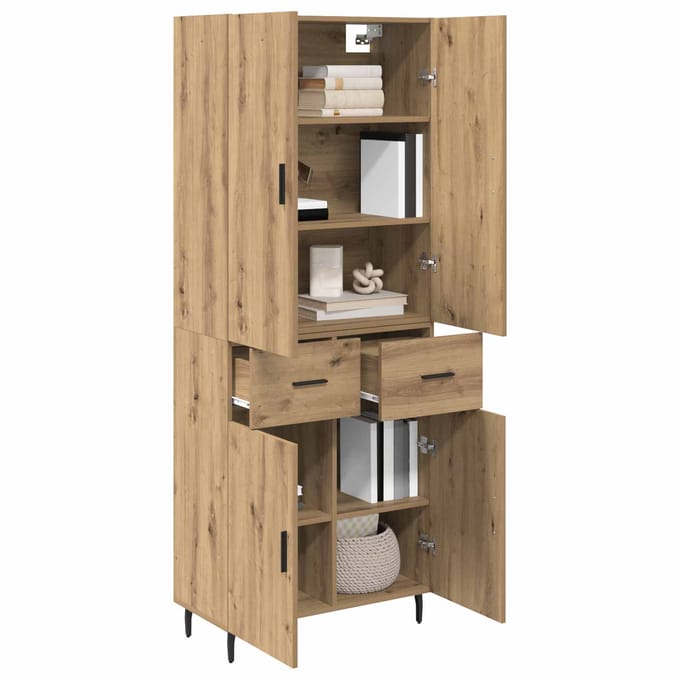 vidaXL - Highboard - 2 - st - Artisan - Eiken - 69,5 - x - 34 - x - 180 - cm - Bewerkt - hout