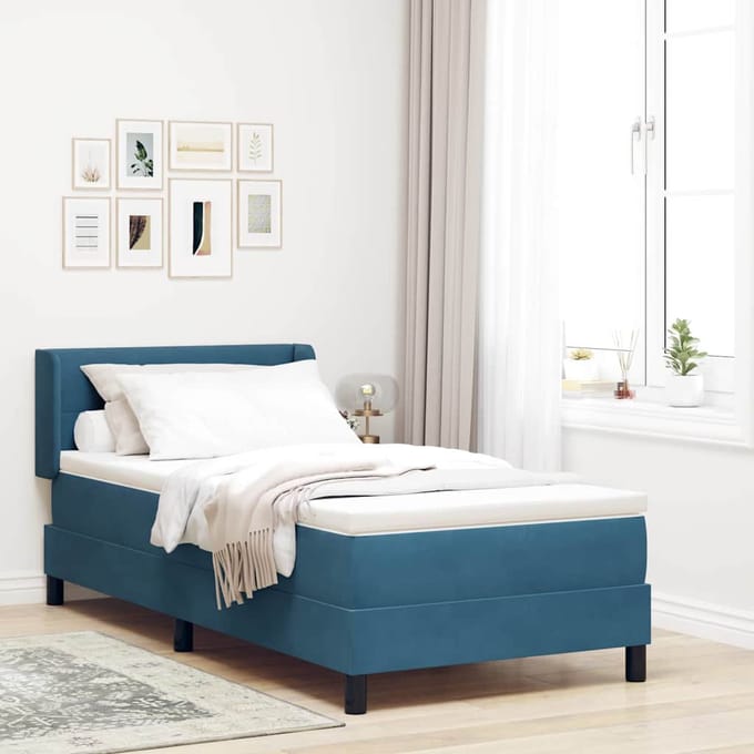 vidaXL - Boxspring - bed - met - hoofdeinde - Donkerblauw - 190 - x - 90 - cm - Fluweel