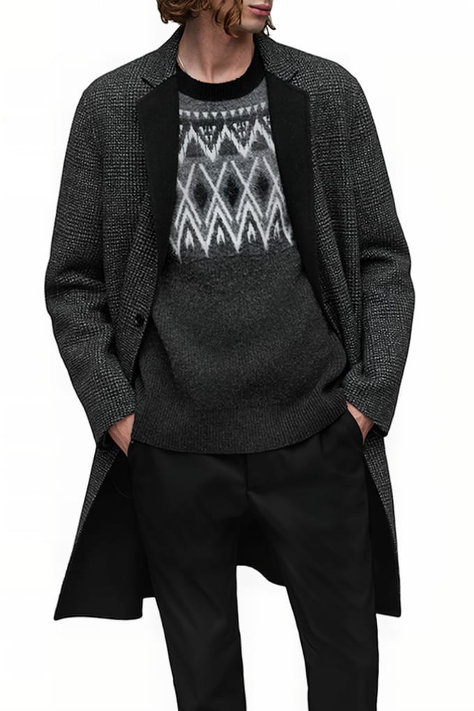 AllSaints Monroy Coat Black/grey Taglia: 44 | Cappotti monopetto Outlet | Uomo | Nero