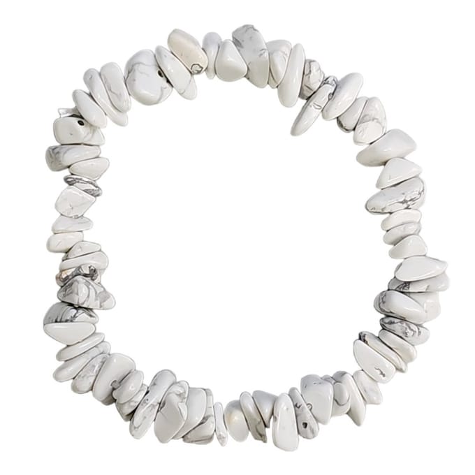 Fako Bijoux® - Edelsteen Armband - Little Stones - Splitsteen - Natuursteen - Howliet - Wit