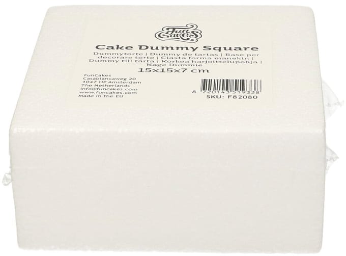 FunCakes Taart Dummy - Piepschuim Blok - Vierkant - 15x15x7 cm