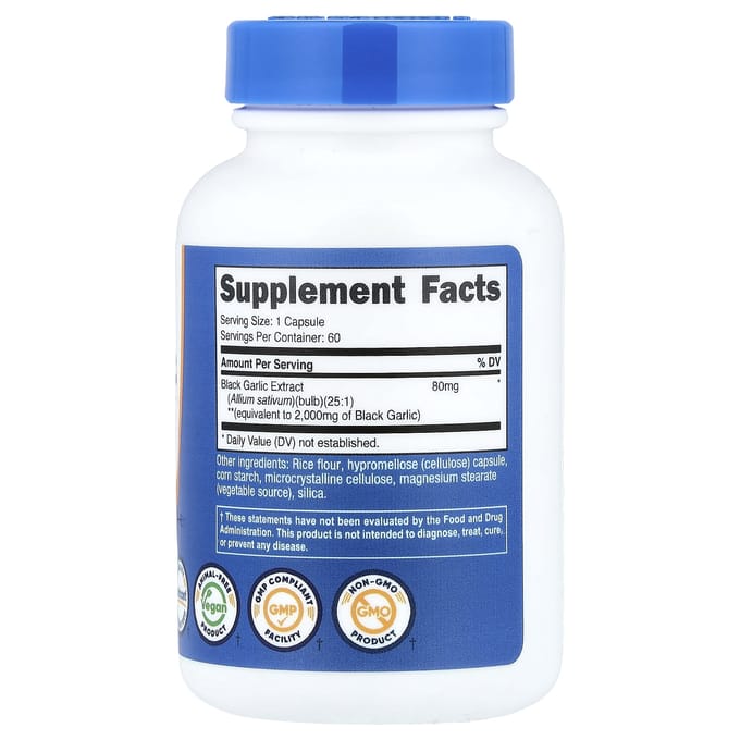 Nutricost, Zwarte Knoflook, 2.000 mg, 60 Capsules