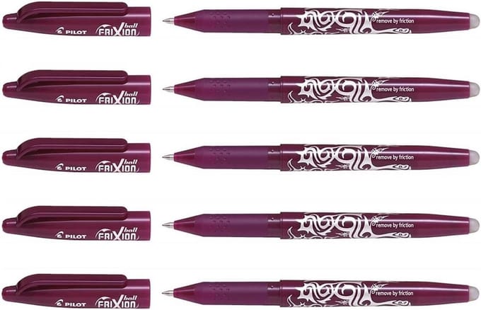 Uitwisbare Rollerbalpennen Set (5 stuks) - Bordeauxrood - Middelgrote Punt
