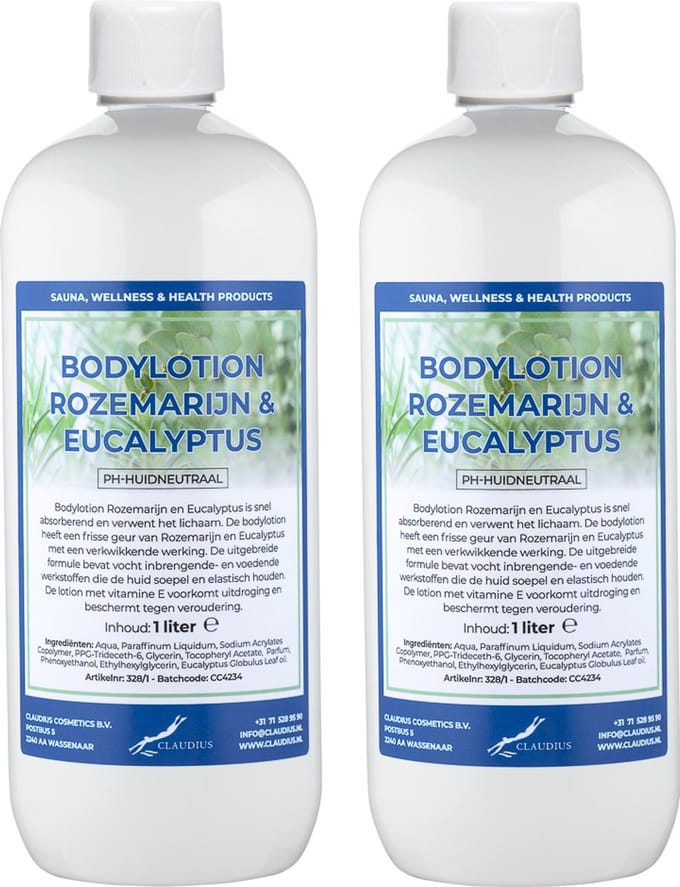 Bodylotion Rozemarijn & Eucalyptus 1 Liter - set van 2 stuks