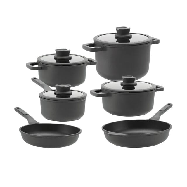 BergHOFF Pannenset leo stone 10 delig downdraft met gratis essentials serveertang 34cm