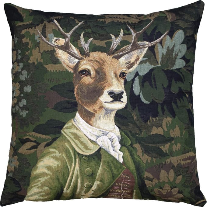 gobelin kussen baron hert groen 45x45cm