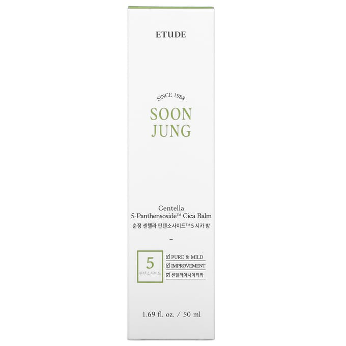 ETUDE, SoonJung, Centella 5-Panthensoside Cica Balm, 1.69 fl oz (50 ml) white