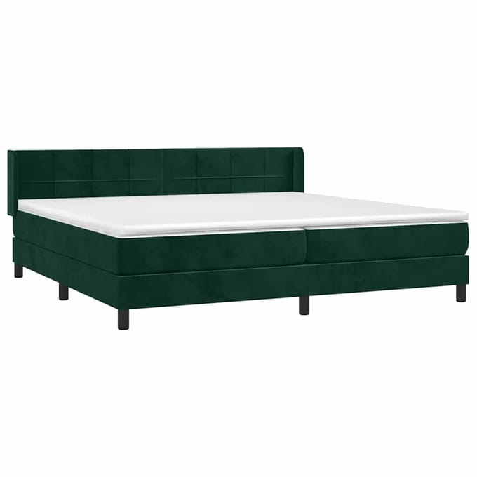 vidaXL - Boxspring - met - matras - fluweel - donkergroen - 200x200 - cm
