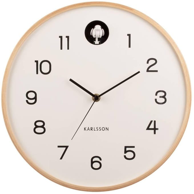 Karlsson Koekoeksklok Natural Cuckoo - Wit - Ø31,5cm - Wandklok Scandinavisch,Modern