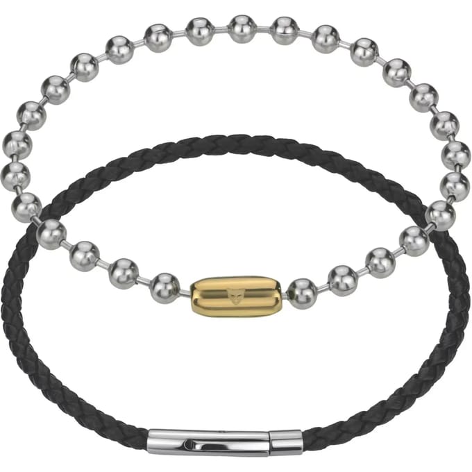Echte leren/roestvrijstalen armband Marc Lauder