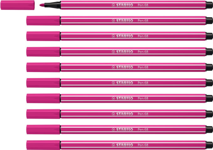 STABILO Pen 68 - Premium Viltstift - Roze Rood - Doos 10 stuks