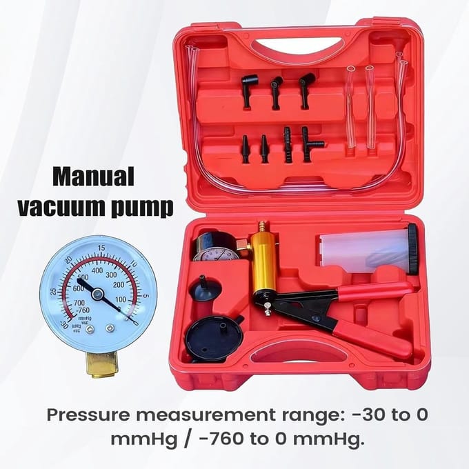 Handvacuümpomp - Ontluchtingsset - Auto Onderhoud - Met Manometer - Compact Design - Zwart