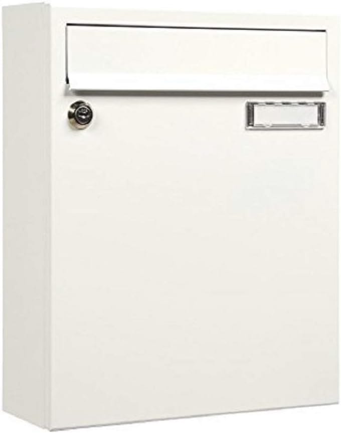 Brievenbus Sonate 133 wit met naamplaatje - Gecoat staal, 33 x 26 x 100 cm