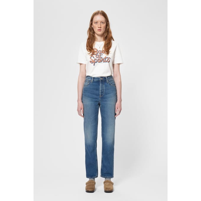 Nudie Jeans Lofty Lo Indigo Illusion Mid Blue Maat: W26L32 | Straight Jeans Outlet | Dames | Blauw