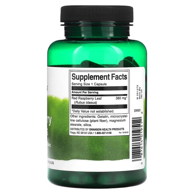 Rode frambozenblad, 380 mg, 100 capsules