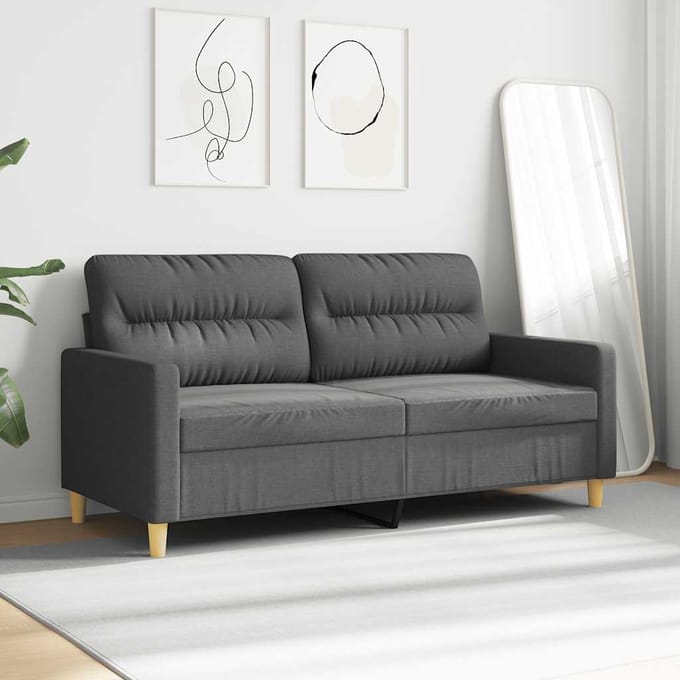 vidaXL - Tweezitsbank - 140 - cm - stof - donkergrijs