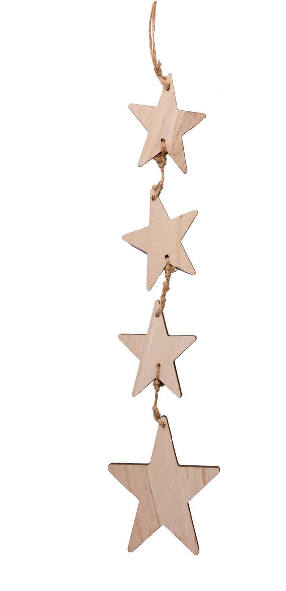 HOGEWONING BV - Hangdecoratie Houten Sterren 44 cm voor Kerstmis