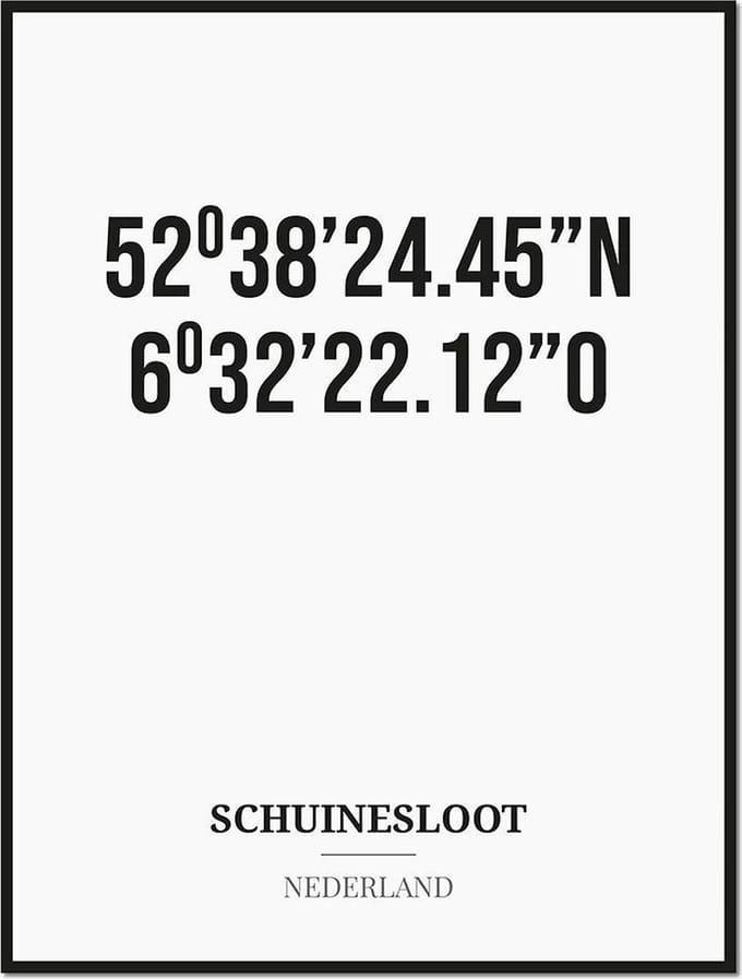Poster/kaart SCHUINESLOOT met coördinaten