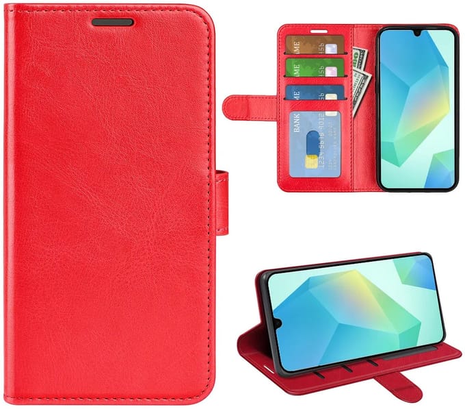 MobyDefend Hoesje - Geschikt voor Samsung Galaxy A17 / A18 - Wallet Book Case (Sluiting Achterkant) - Rood