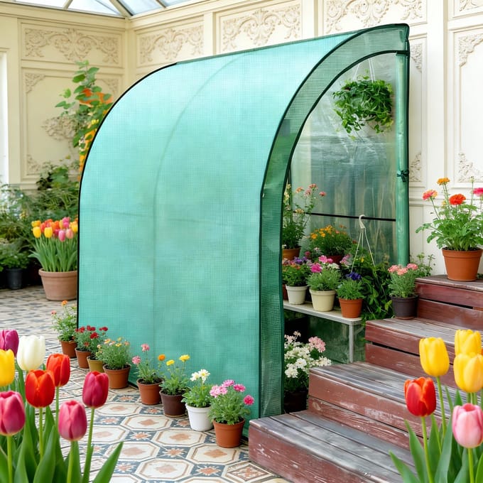 MODFU - Leunkas - 2 Deuren - Halfrond Dak - Voor Buiten - Metaal En PE - Groen - 200 x 100 x 210 cm