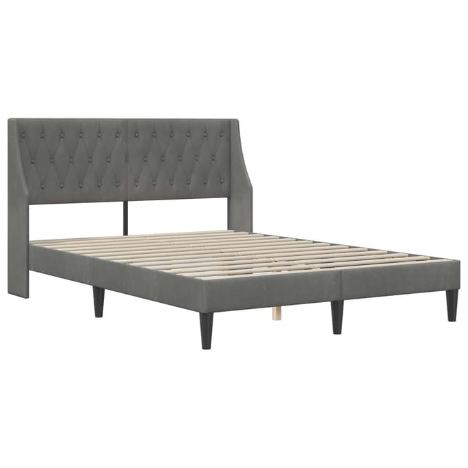 vidaXL - Bedframe - met - hoofdeinde - Donkergrijs - 160 - x - 200 - cm - Fluweel