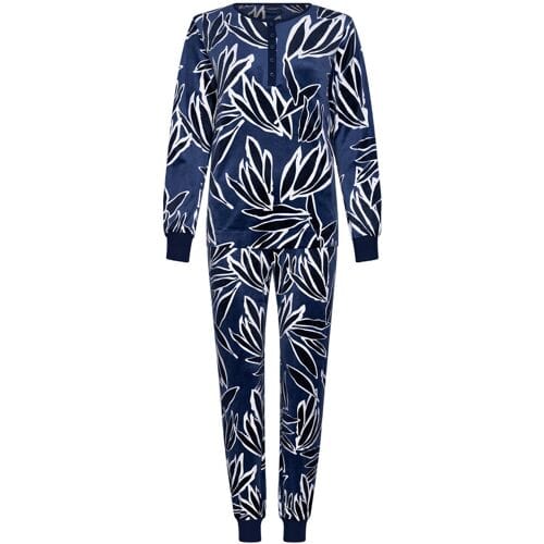 Pastunette Duurzame velours pyjama bamboebladeren Blauw vrouw 44