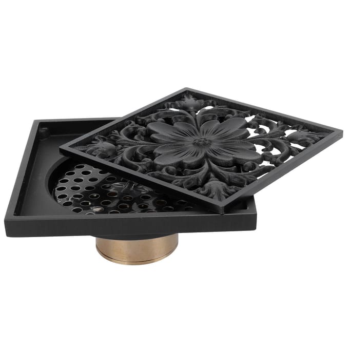 10x10cm Zwarte Vloerafvoer Koper Geurbestendig Verborgen Vloerzeef voor Hotel Badkamer Huis black