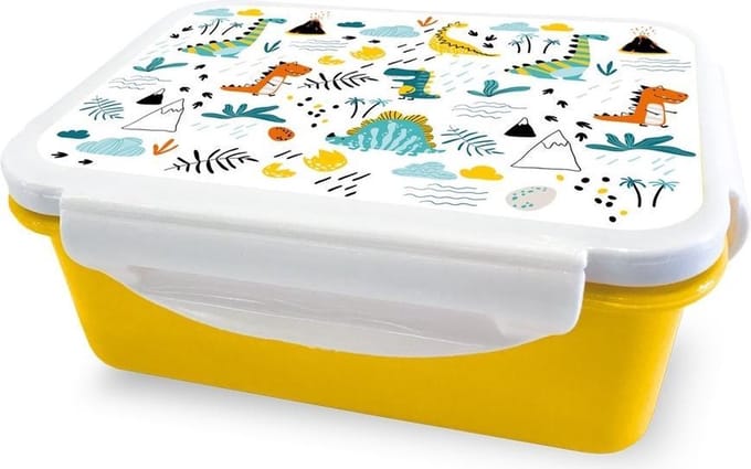 Arditex Broodtrommel Dino's 16 X 12 X 6,5 Cm Geel/wit