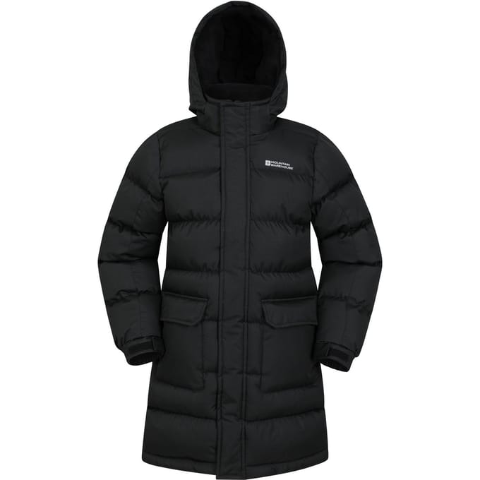 Mountain Warehouse Waterafstotende gewatteerde longline jas voor kinderen/Kinderen (Zwart)