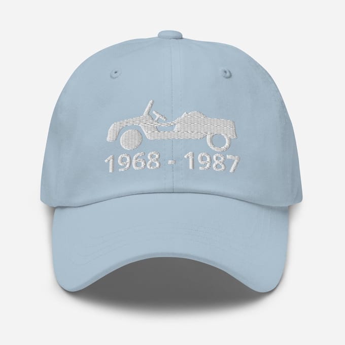 De2pktjes - Geborduurde Citroën Méhari pet met productieperiode - L.Blauw