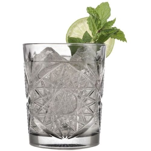 Libbey Hobstar Drinkglazen - Waterglazen Set - Graphite Grijs - Geperst Glas Met Reliëf - 355 ml - 12 stuks