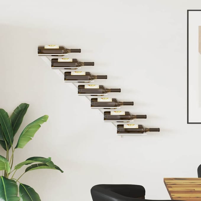 vidaXL - Wijnrek - voor - 7 - flessen - wandmontage - metaal - wit