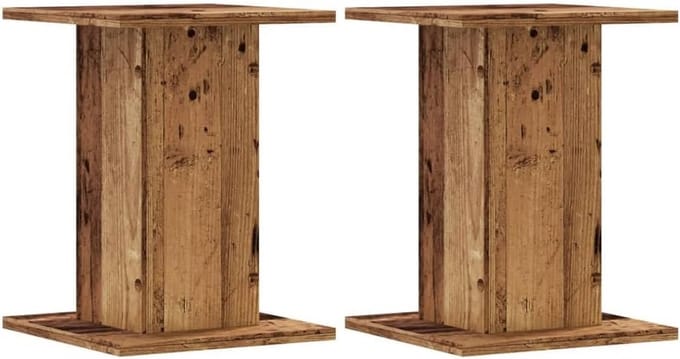 2x Hoge Luidsprekerstandaards met Houtlook voor Hifi en Surround Sound
