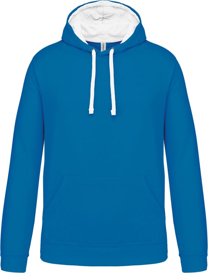 Kariban Hooded sweater met contrasterde capuchon K446 - Tropical Blue / White - L