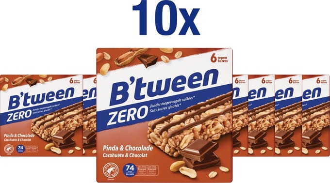 B'tween Zero Pinda & Chocolade - Mueslirepen - Muesli - 60 repen x 20 gram