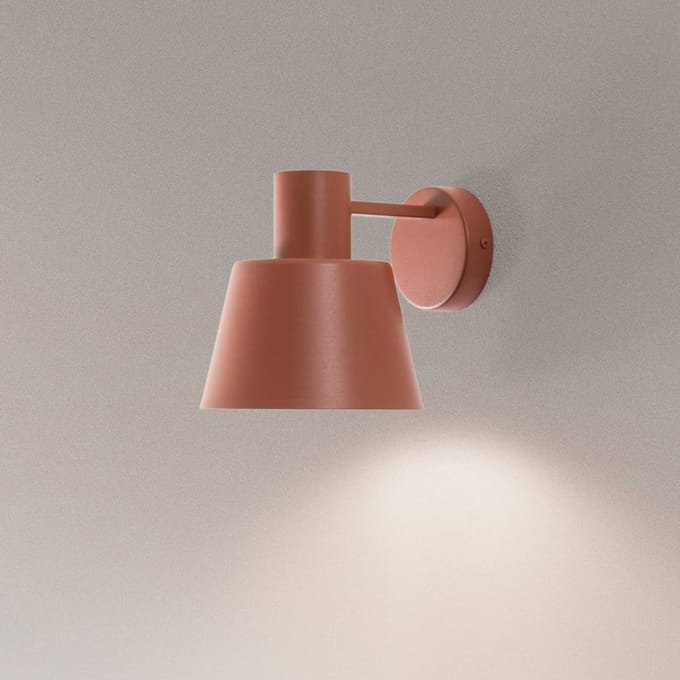 SIGMA Wandlamp Dunka, baksteenrood, 1-lamp, staal, hoogte 17 cm