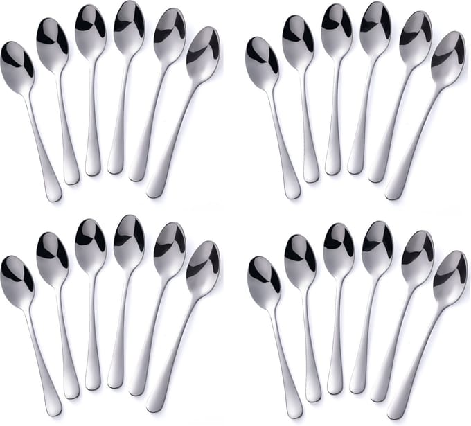 Alheco 24 ovale theelepels - 12.3cm - RVS theelepeltjes - Zilver