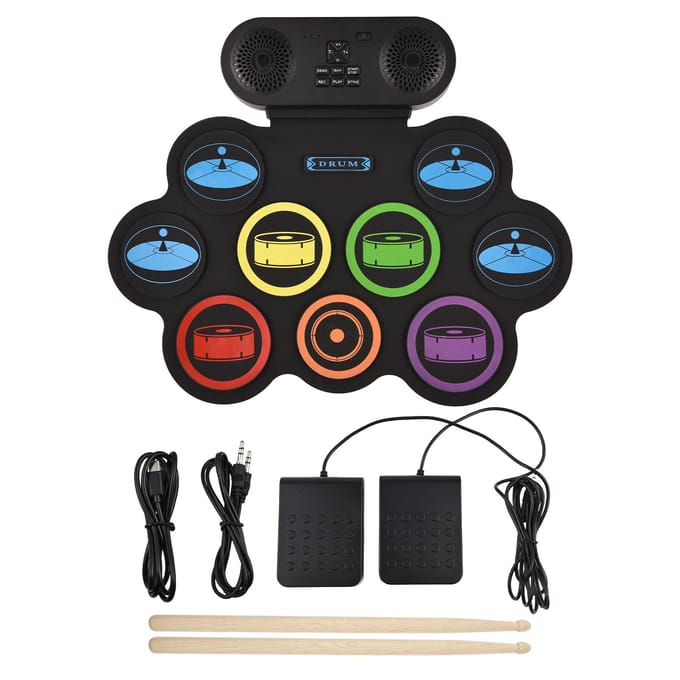 Elektronisch Drumstel Handrol Drumstel 9 Pads Ondersteunt DTX Gaming/BT Begeleiding met Dubbele zwart