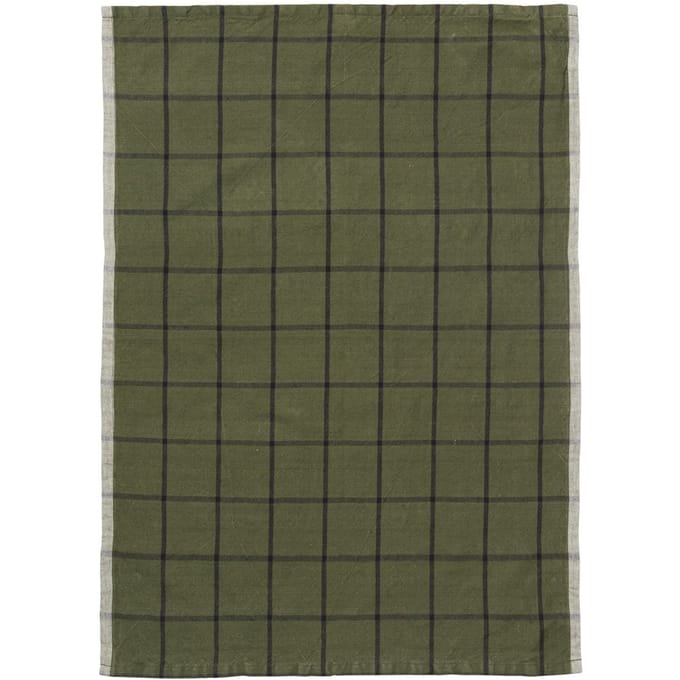 Ferm Living Hale Theedoek - groen/zwart