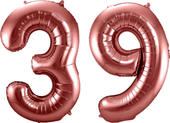 Folieballon 39 jaar brons 86cm