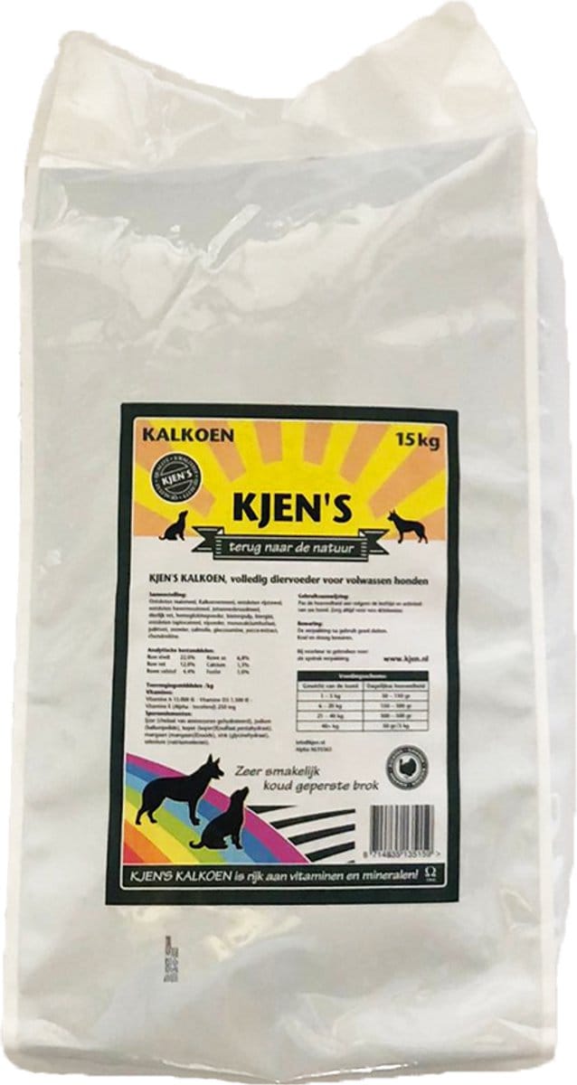 Kjen's geperst hondenvoer Kalkoen 15 kg - Hond