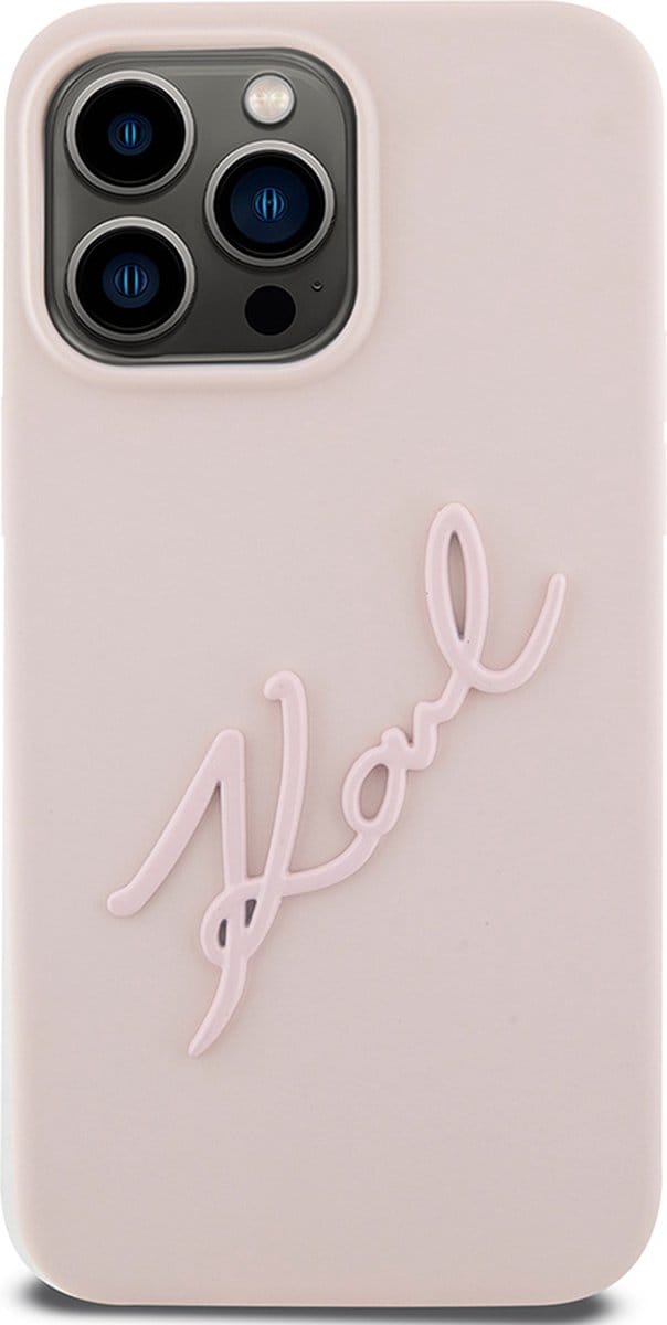 Karl Lagerfeld Backcase hoesje geschikt voor iPhone 15 Pro Max - Effen Roze - Kunstleer