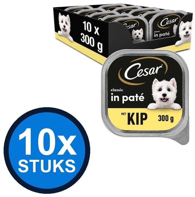 10x Cesar - Classic Paté Malse Kip - Hondenvoer Natvoer - 300g