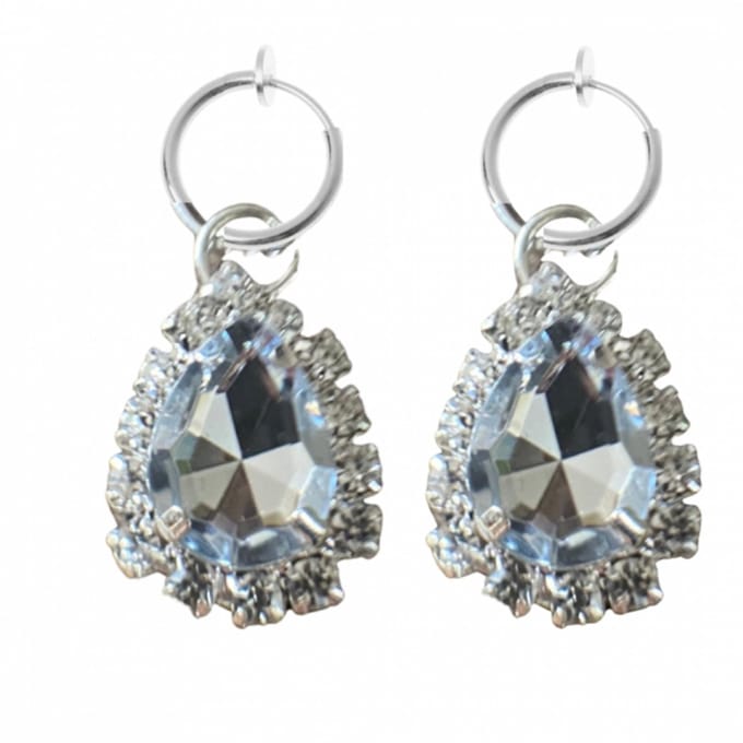Clip oorbellen-Strass-Zilverkleur- geen gaatje- Charme Bijoux